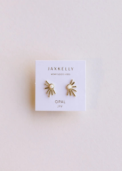 Opal - Gold Sun Ray Stud Earrings | JaxKelly