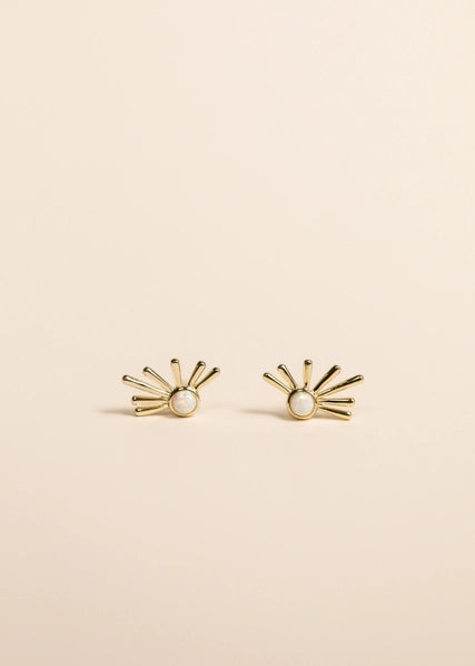 Opal - Gold Sun Ray Stud Earrings | JaxKelly