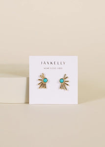 Turquoise - Gold Sun Ray Stud Earrings | JaxKelly