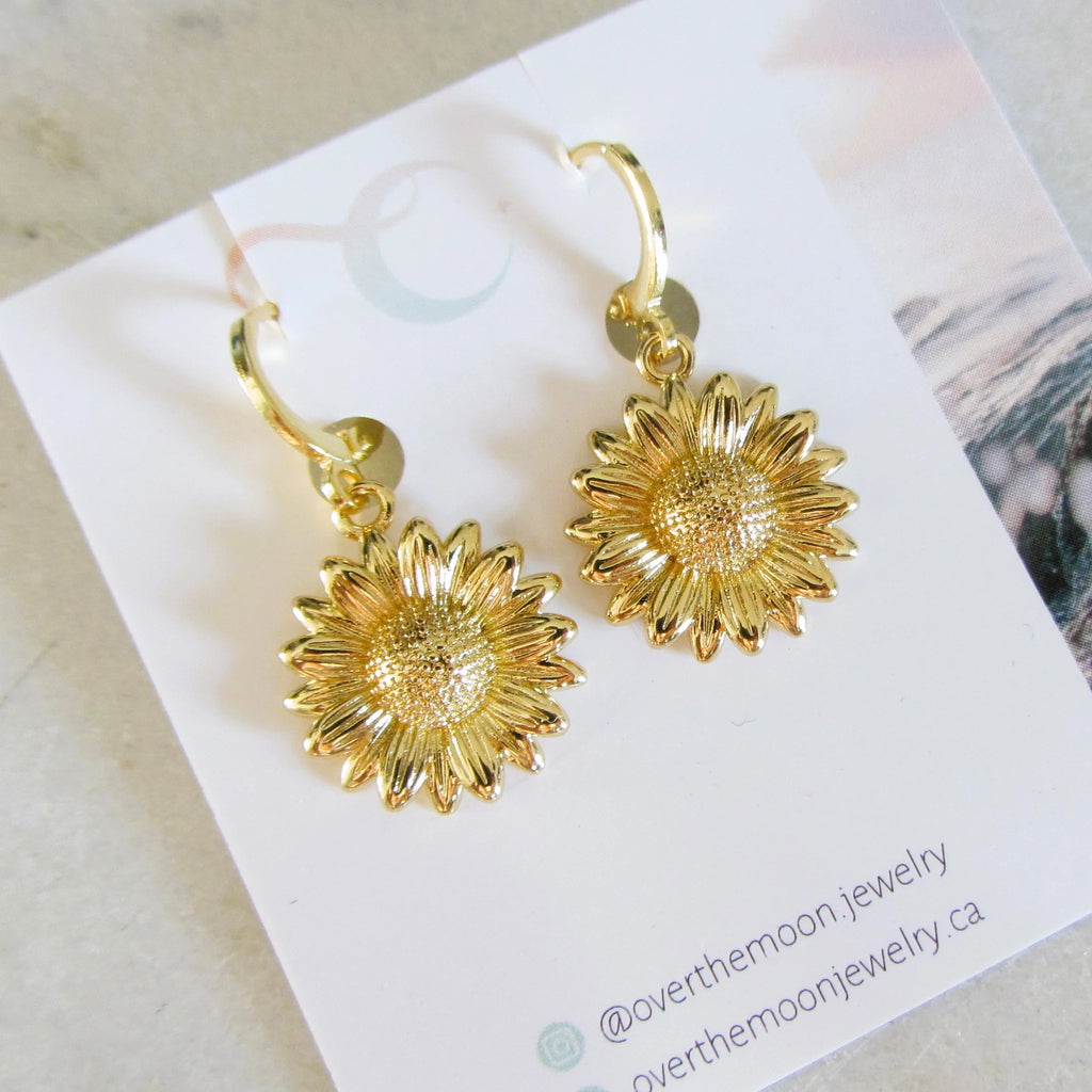 Sunflower Huggies - Earrings | Over The Moon