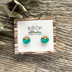 Sunrise - Wooden Stud Earrings | Birch Street Studio