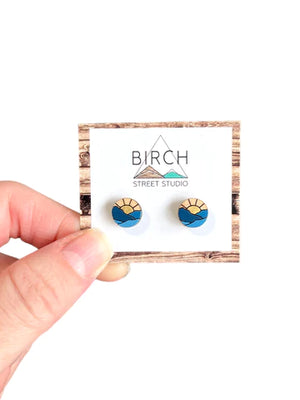 Sunrise - Wooden Stud Earrings | Birch Street Studio