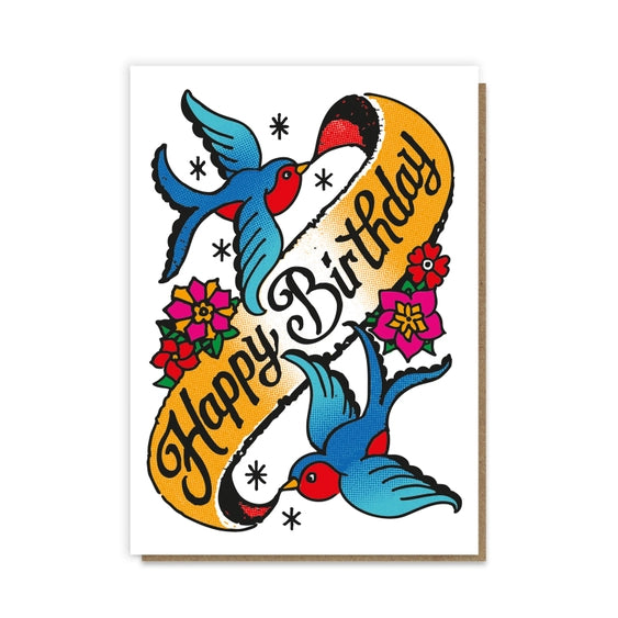Swallows Tattoo | Birthday Greeting Card