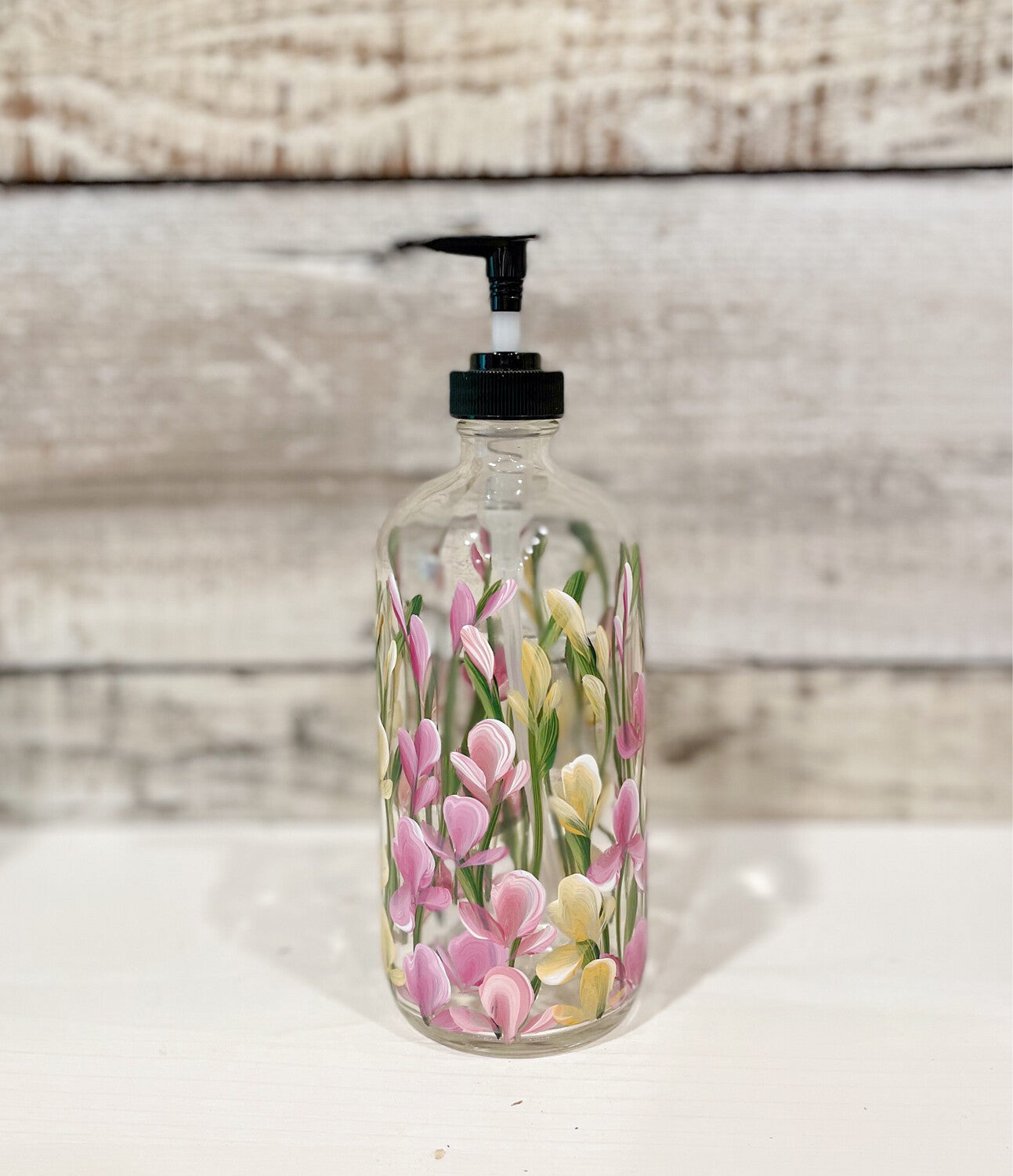 Sweet Pea - Hand Painted Soap/Lotion Bottle | CC Crafts