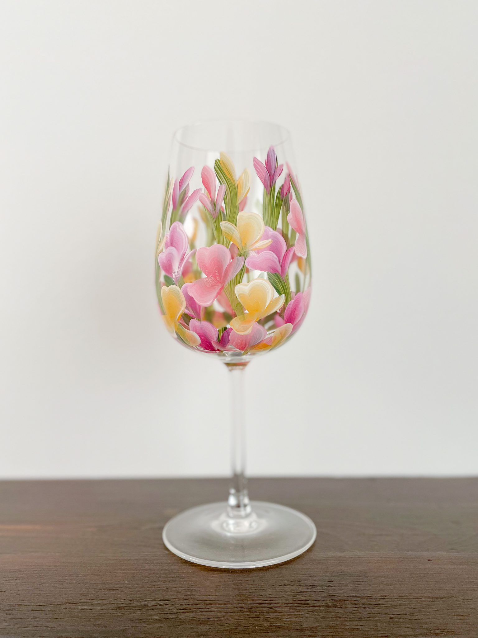 Sweet Pea - Stemmed Hand Painted Wine Glass | CC Crafts
