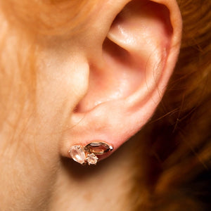 Sweet Pea - Rose Gold Smoky Quartz & Moonstone Stud Earrings | La Kaiser