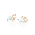 Sweet Pea - Rainbow Moonstone, Rose Quartz & Diamond Stud Earrings | La Kaiser