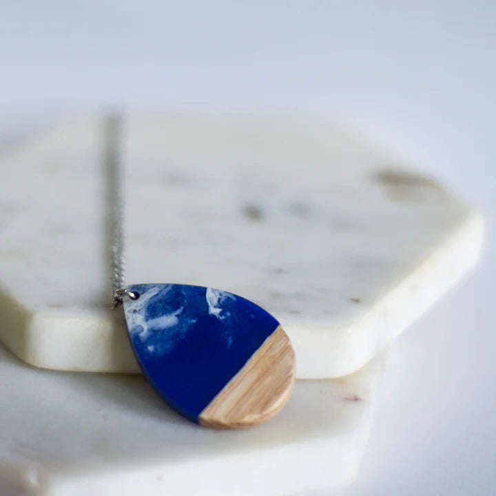 Ocean Waves | Resin & Wood Necklace