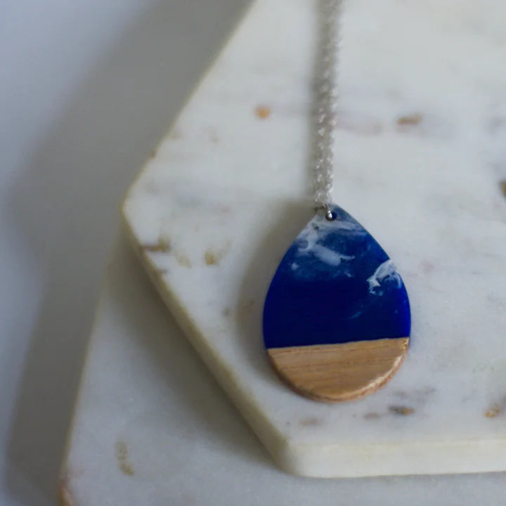 Ocean Waves | Resin & Wood Necklace