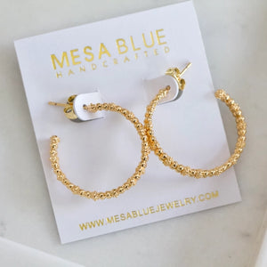 Textured Beads - Hoop Earrings | Mesa Blue