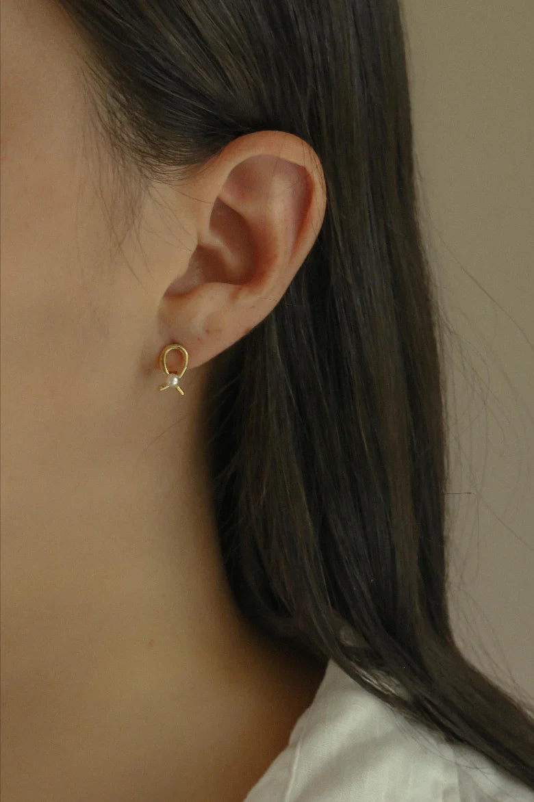 Thora Pearl Hoop Earrings | Statement Grey