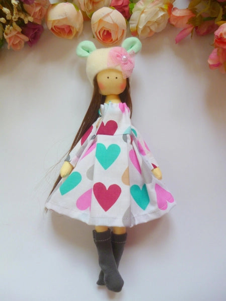 Hearts Tilda Doll