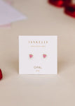 Pink Opal | Tiny Heart Gold Earrings