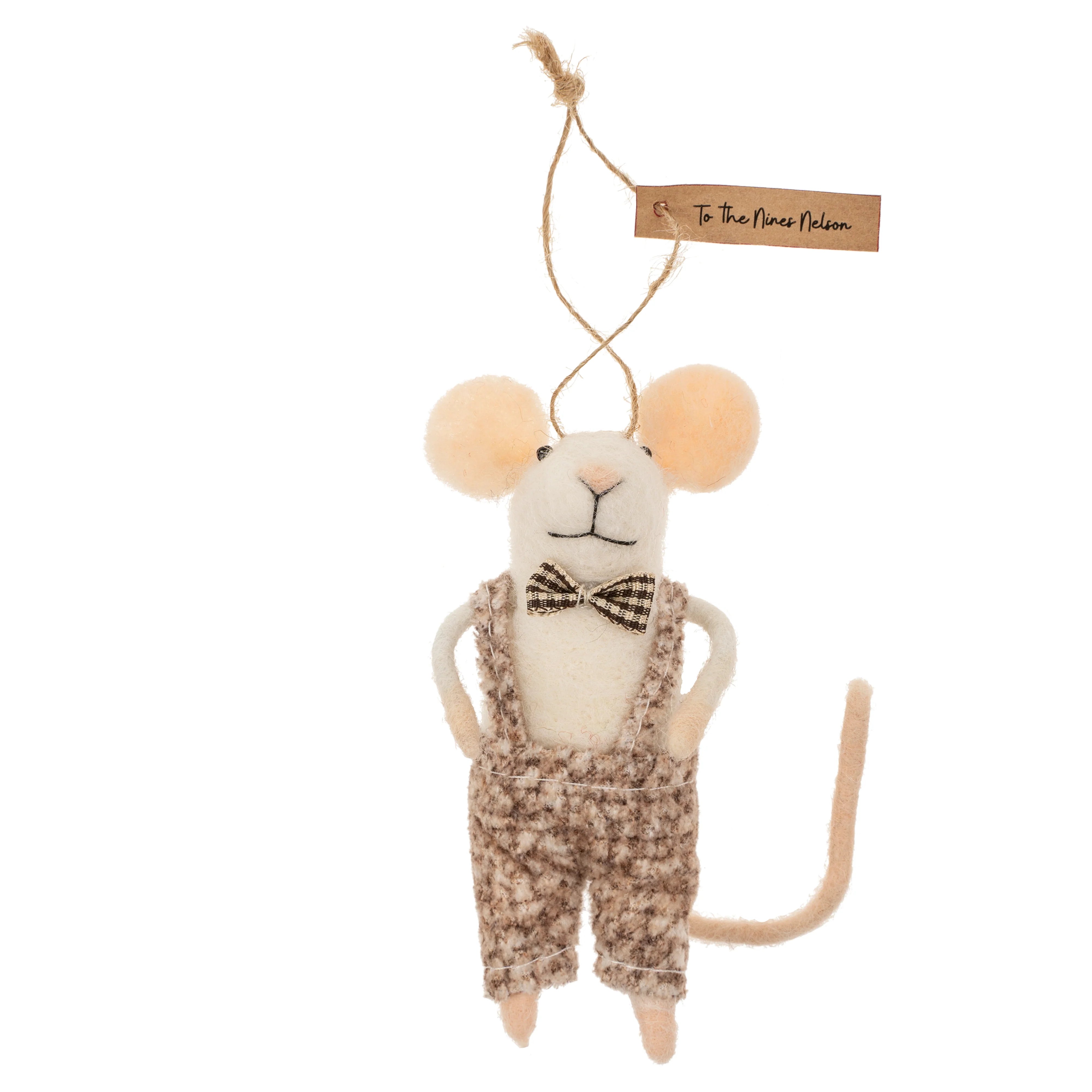 To The Nines Nelson - Felted Mouse Ornament | Indaba