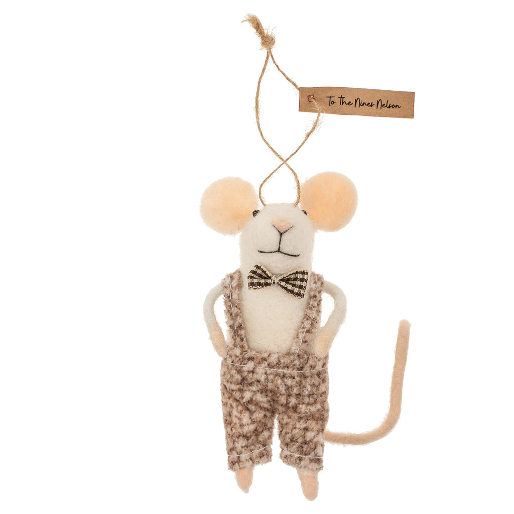 To The Nines Nelson - Felted Mouse Ornament | Indaba