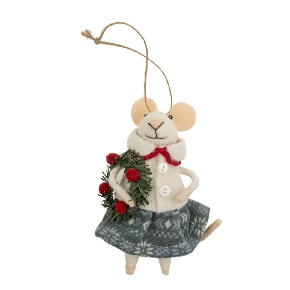 Traditional Tabitha - Felted Mouse Ornament | Indaba