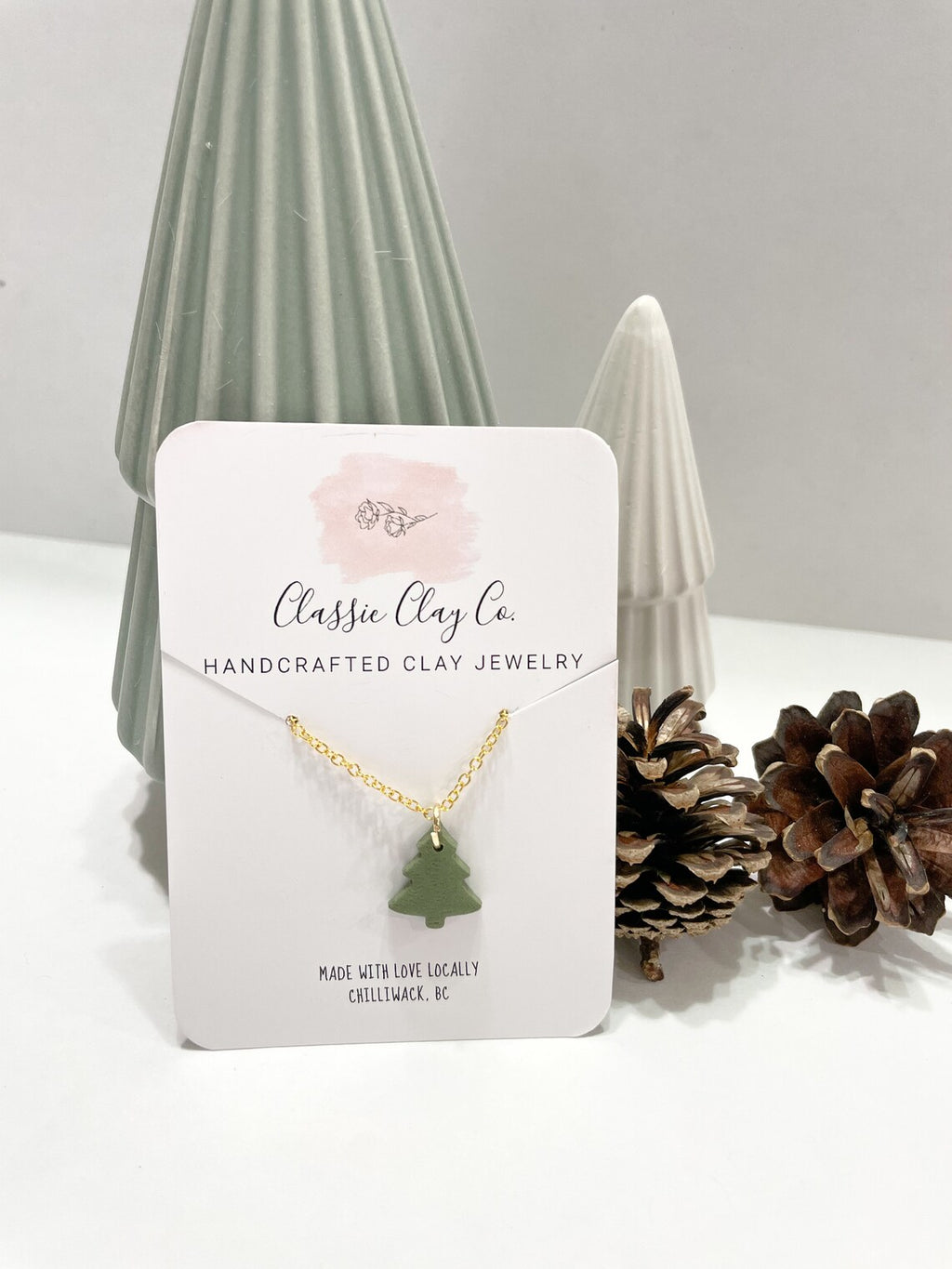 Green Tree - Clay Charm Necklace | Classic Clay Co.