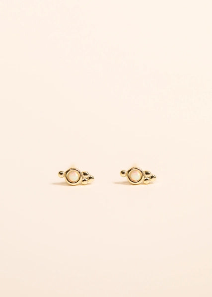 White Opal | Tri Ball Stud Earrings