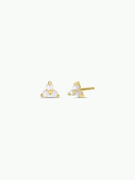 Mother of Pearl | Trio Cluster Gold Earrings