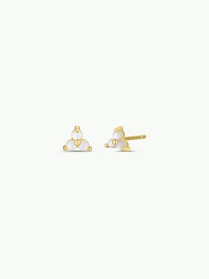 Mother of Pearl | Trio Cluster Gold Earrings