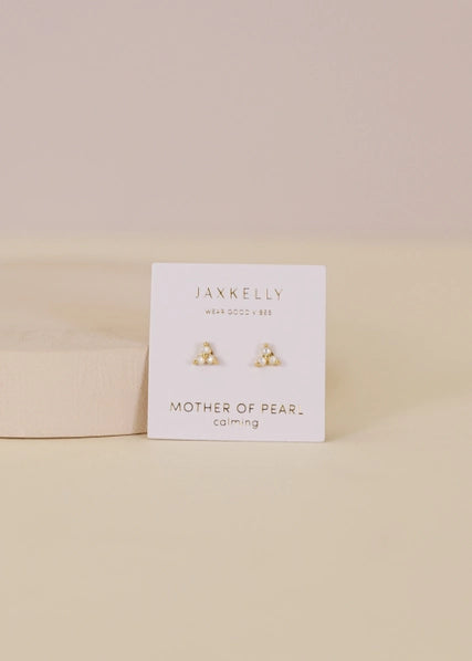 Mother of Pearl | Trio Cluster Gold Earrings