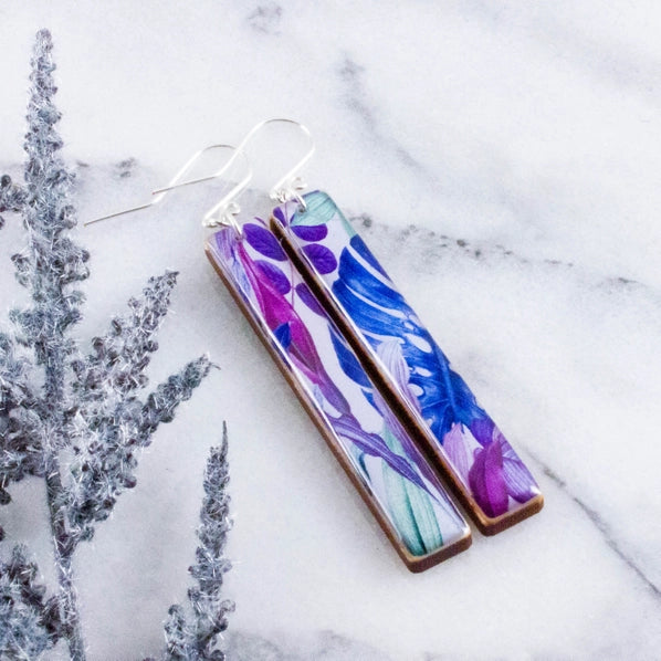 Modern Tropical Leaf Bar Earrings