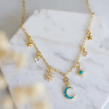 Turquoise Celestial Charm Necklace | Mesa Blue