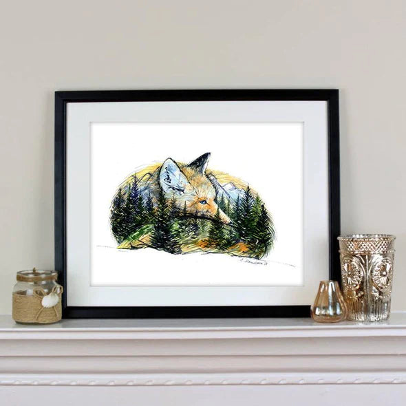 Undisturbed - Fox Watercolor Art Print | Elena Markelova