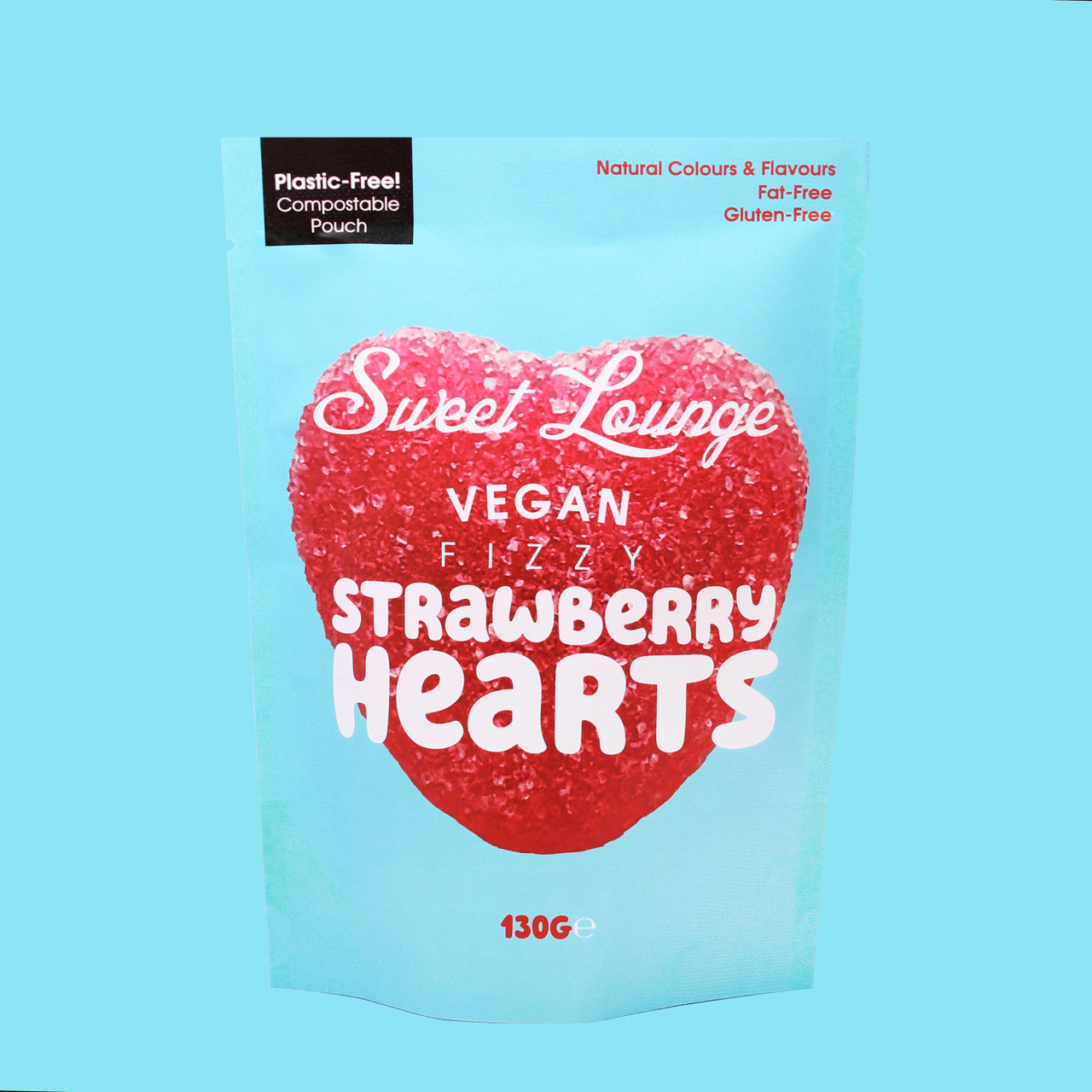 Vegan Fizzy Strawberry Hearts | Sweet Lounge