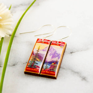 Vintage British Columbia Poster Rectangle Earrings
