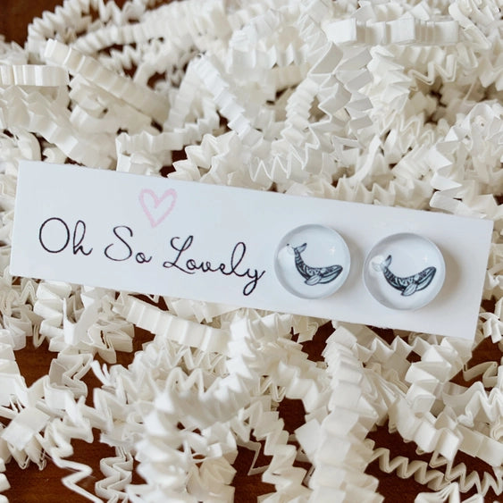 Whale Art | Glass Stud Earrings