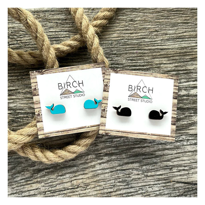 Whale | Wooden Stud Earrings