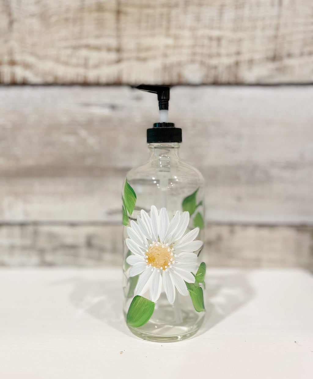 White Daisy - Hand Painted Soap/Lotion Bottle | CC Crafts