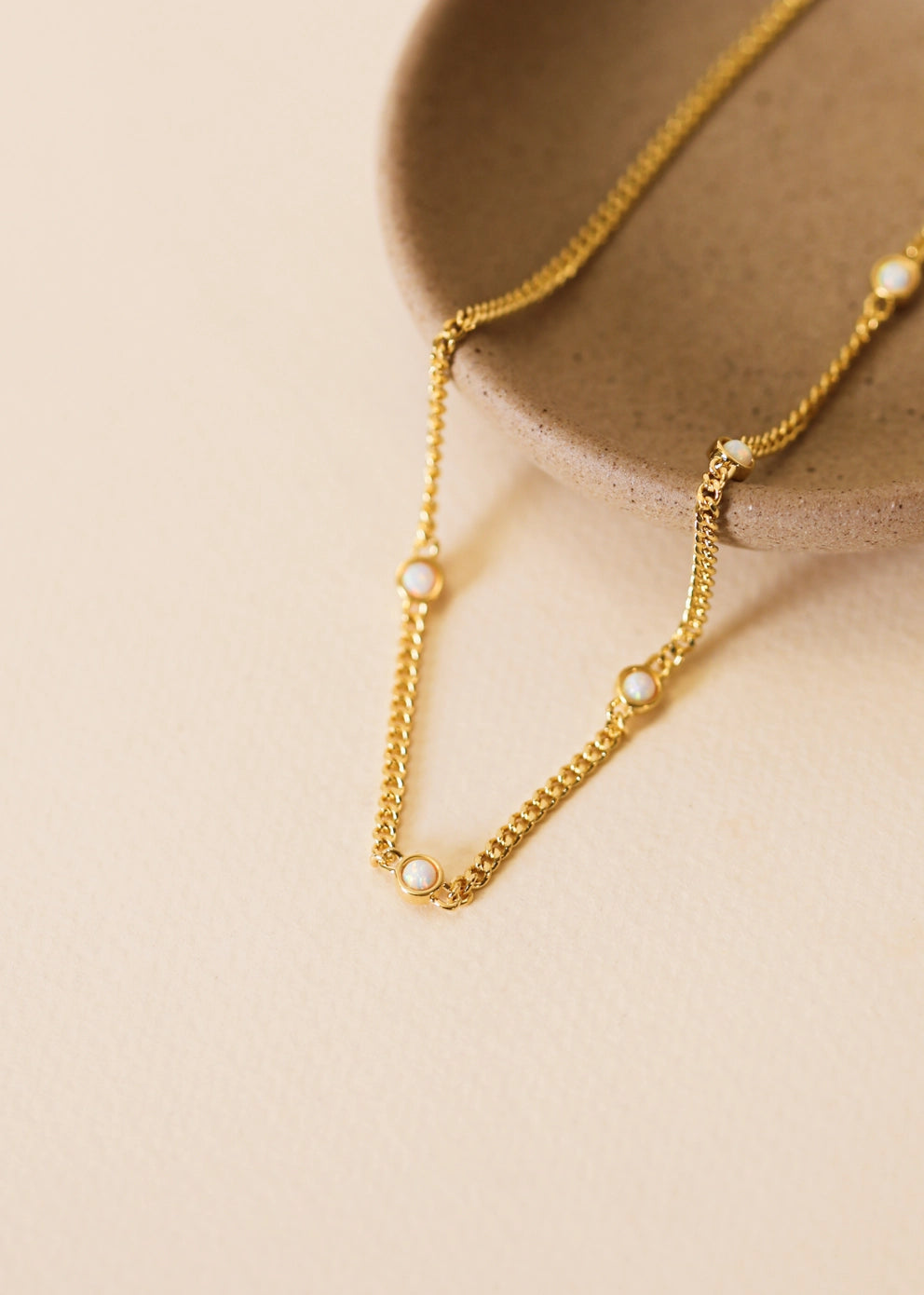 White Opal Gemstone | 18K Gold Plated Necklace