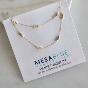 White Turquoise - Round Beaded Necklace | Mesa Blue