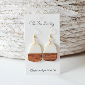 Resin + Wood  Dangle Earrings  | Oh So Lovely