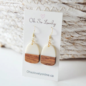 Resin + Wood  Dangle Earrings  | Oh So Lovely