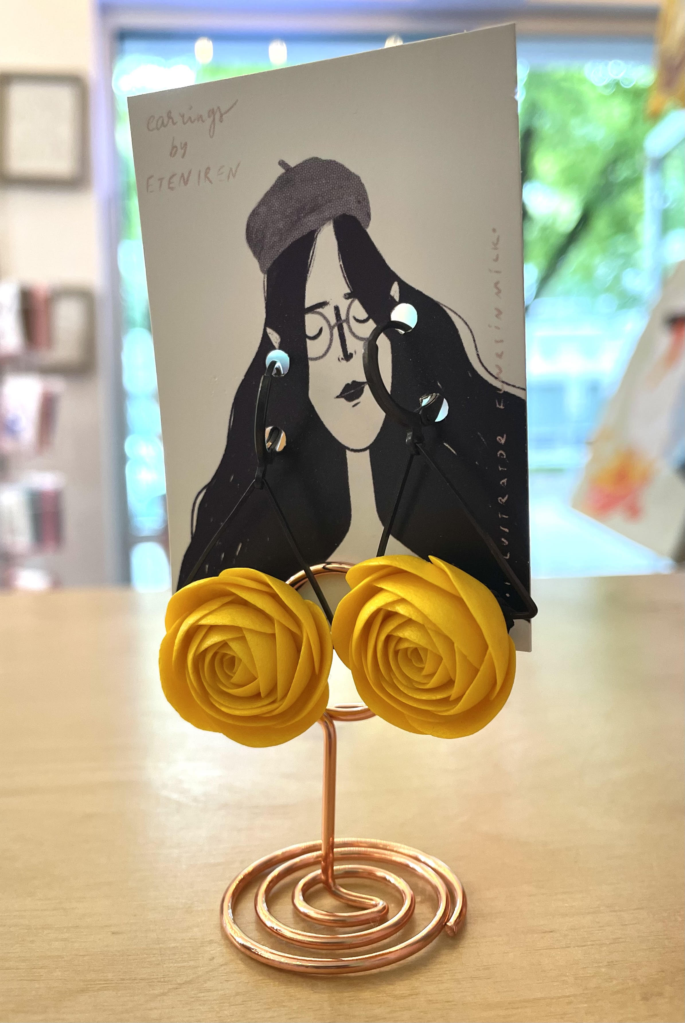 Yellow Handmade Rose Dangle Earrings | EtenIren