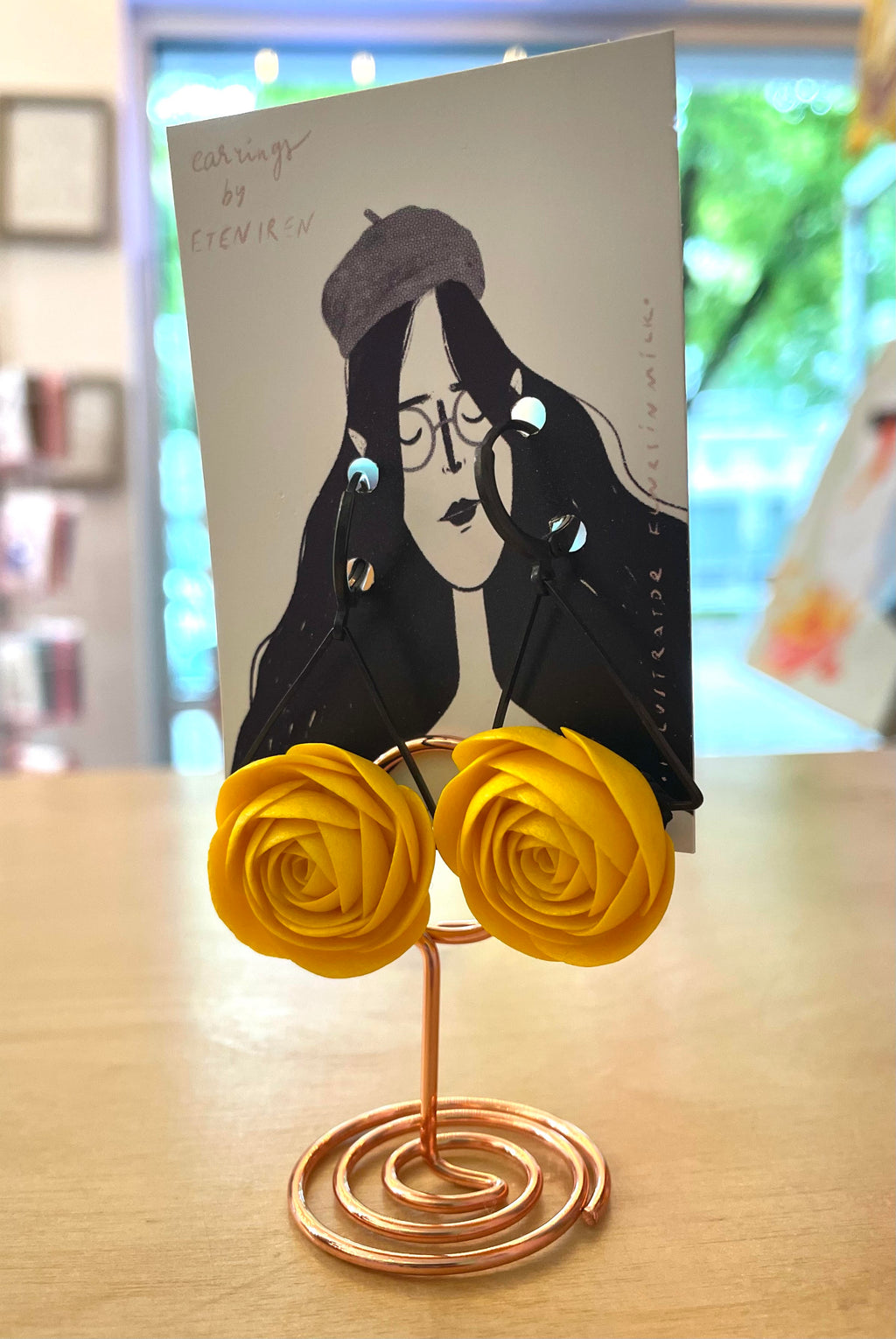 Yellow Handmade Rose Dangle Earrings | EtenIren