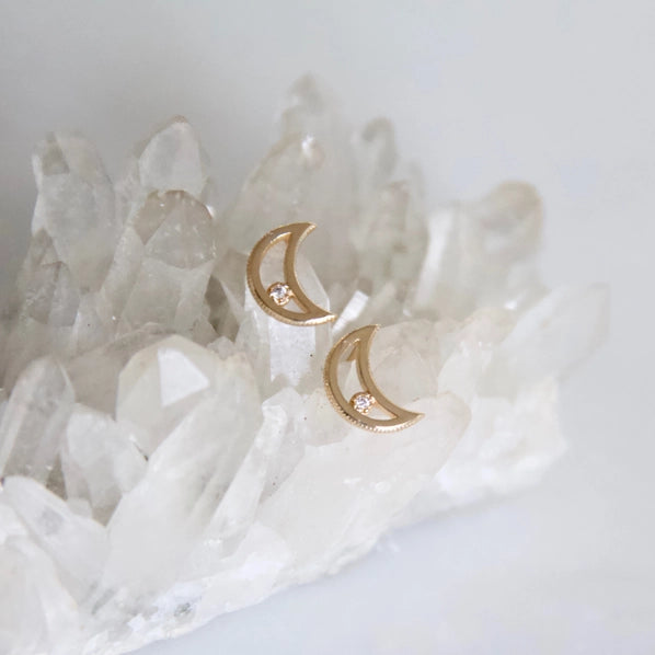Zircon Moon Earrings | Mesa Blue