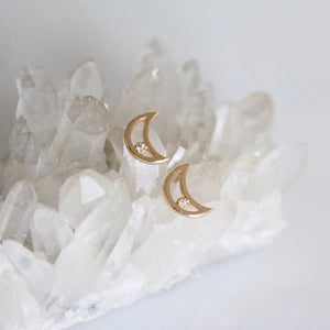 Zircon Moon Earrings | Mesa Blue