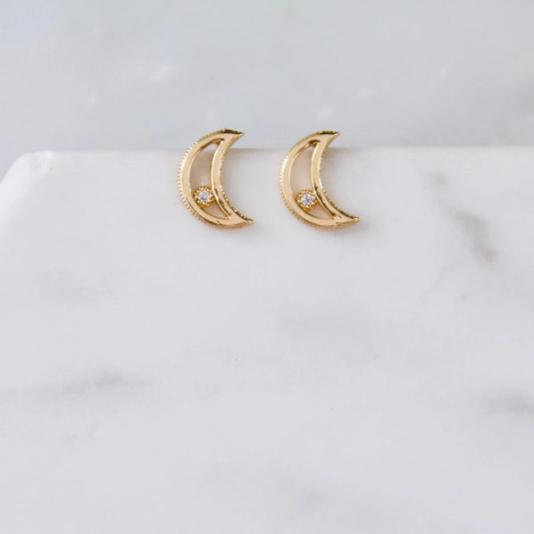 Zircon Moon Earrings | Mesa Blue