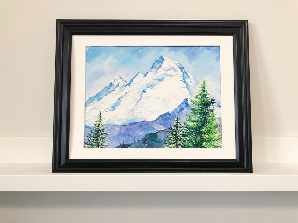 Mount Baker Watercolor Art Print | Elena Markelova