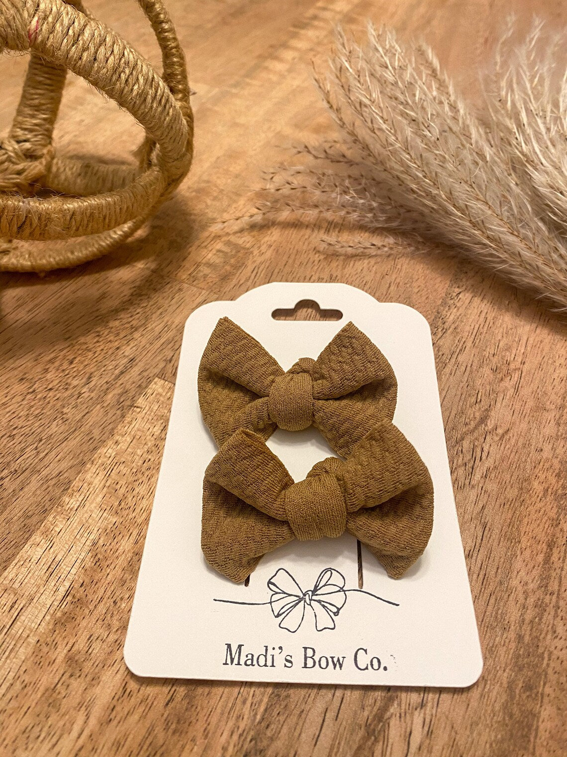 Coffee Brown Bow Clips | Madi's Bow Co
