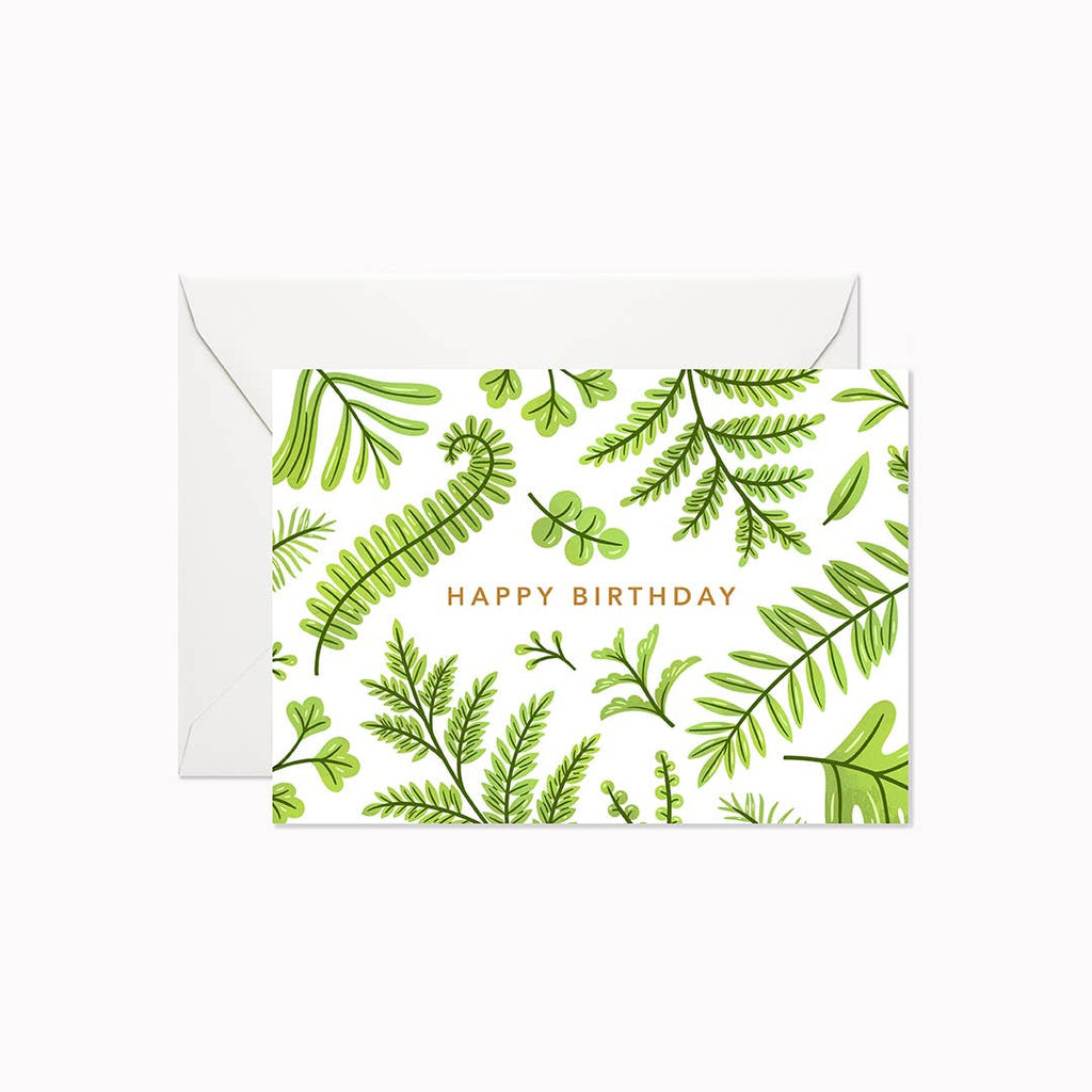 Summer Ferns Happy Birthday - Mini Birthday Greeting Card | Linden Paper Co.