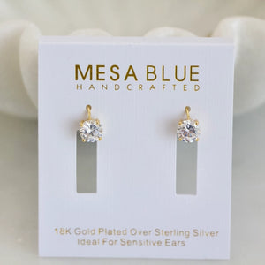 8mm Huggies - Cubic Zirconia Earrings | Mesa Blue