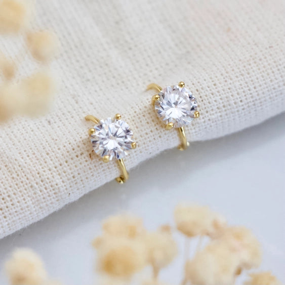 8mm Huggies - Cubic Zirconia Earrings | Mesa Blue