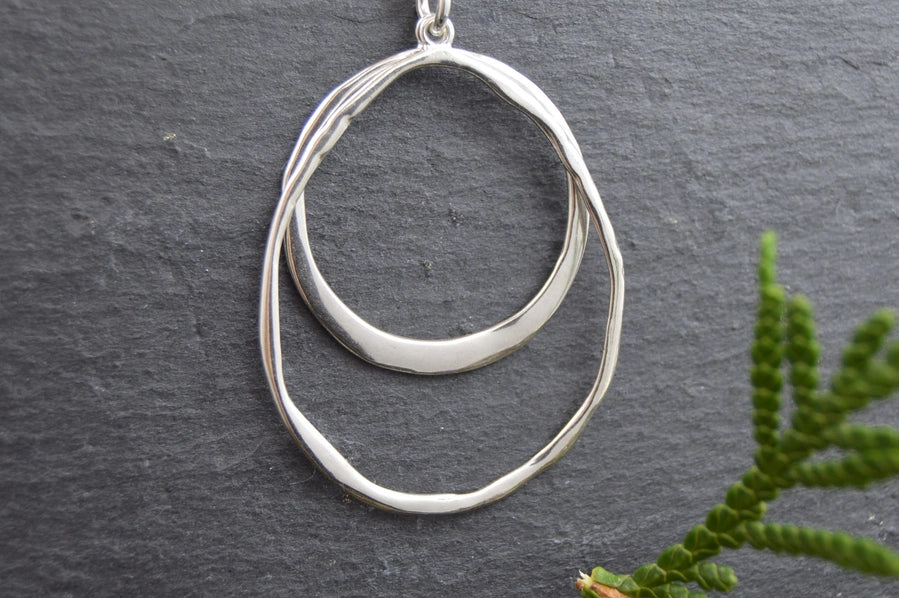 Organic - Double Layer Silver Pendant Necklace | Whitelotus Design