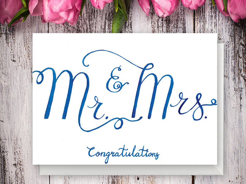 Mr & Mrs - Watercolour Greeting Card | Elena Markelova