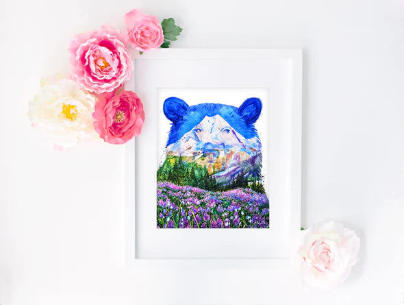Flower Girl | Black Bear Watercolor Art Print